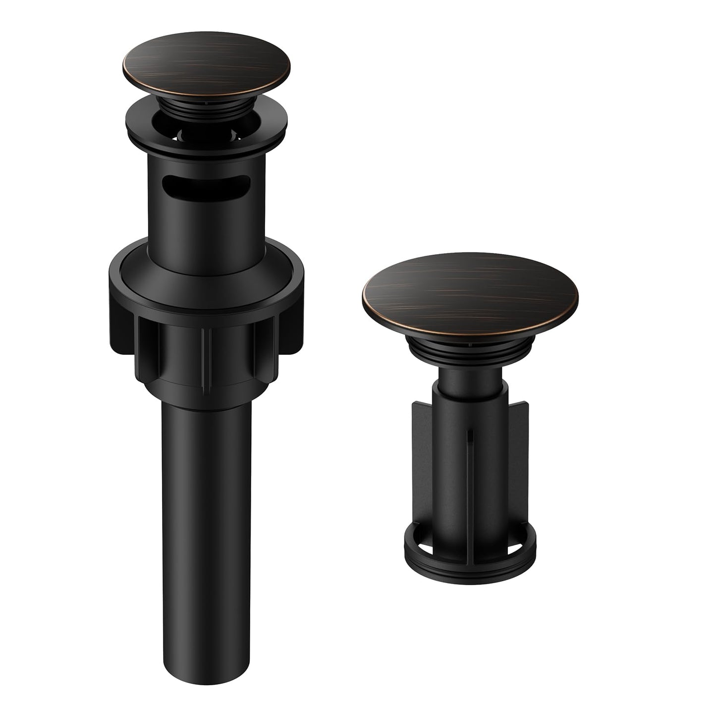 Bathroom Sink Drain with Overflow, Hurran Universal Bathroom Sink Stopper for Bathroom Vanity Vessel Sink, Plastic Pop-up Sink Drain with Hair Catcher Anti-Clog Strainer, Oil Rubbed Bronze