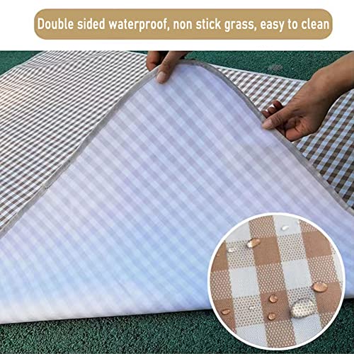 K Y KANGYUN Light Brown 80x60 Inch Waterproof Picnic Blanket for Outdoors & Indoor Use
