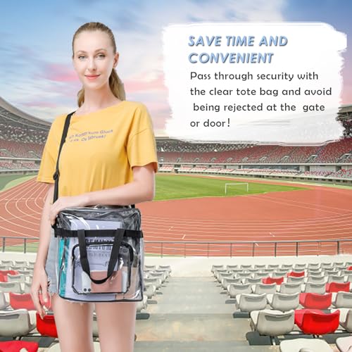Clear Stadium Approved Bag with Front Accessory - Black