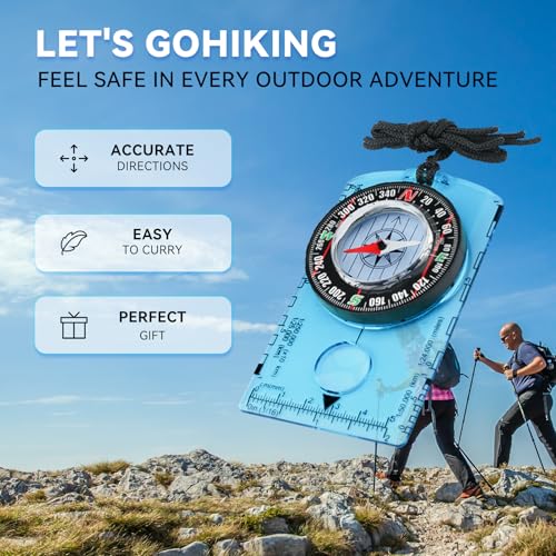 Military Precision Navigation Compass for Hiking and Camping - Blue
