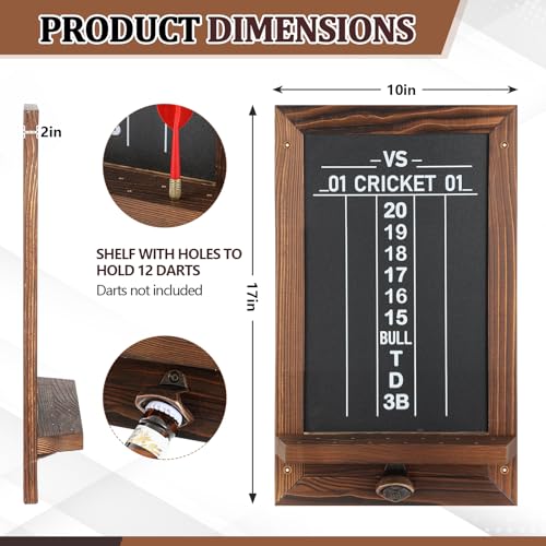 Dart Scoreboard with Dart Holder - Charcoal Brown Trim & Bottle Opener