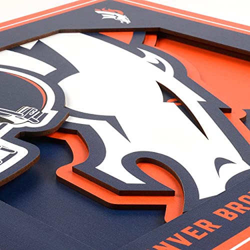 YouTheFan NFL Denver Broncos 3D Logo Wall Art 12" x 12" - Floating Multi-Layered Design