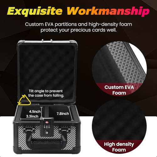 ZINHO Upgraded TSA-Lock Card Storage Case, Black – Holds 80+ Cards, 2-Slot