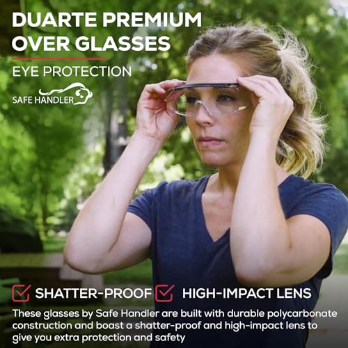 SAFE HANDLER Duarte Premium Over Glasses 3 PAIRS | ANSI Z87.1, Impact Resistant Polycarbonate Lens, UV400, Anti-Fog & Anti-Scratch, Box of 3