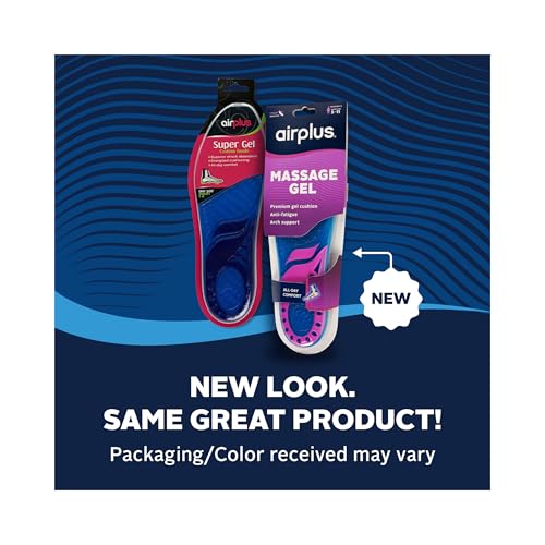 Super Gel Cushion Insoles for Women - Shock Absorbing Full-Length Footbed 5-11