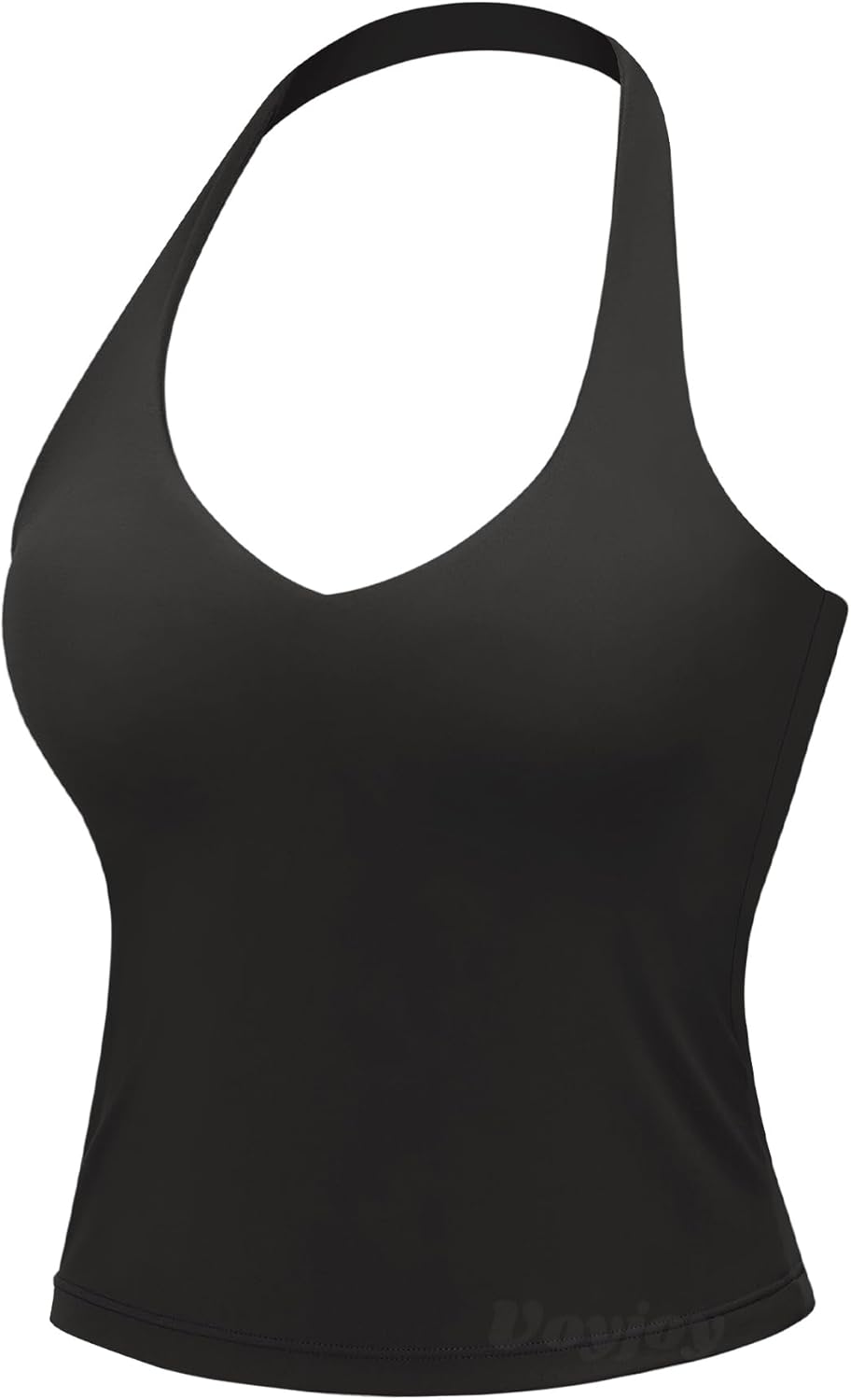 VOYJOY Halter Crop Top - Padded V Neck Backless Sleeveless Workout Tank for Yoga & Gym