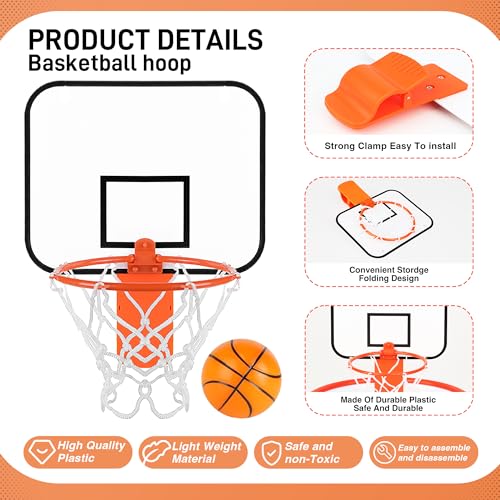 Mini Basketball Hoop Trash Can Set, Clip-On for Office Desk with