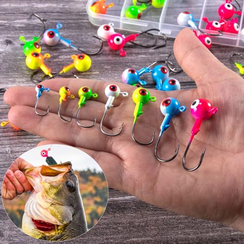 Alwonder 3/8oz Colorful Fish Jig Heads with 3D Eyes for Freshwater & Saltwater Fishing