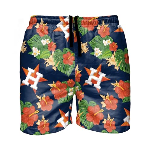 Men's Houston Astros Swim Trunks - Floral Design, Officially Licensed