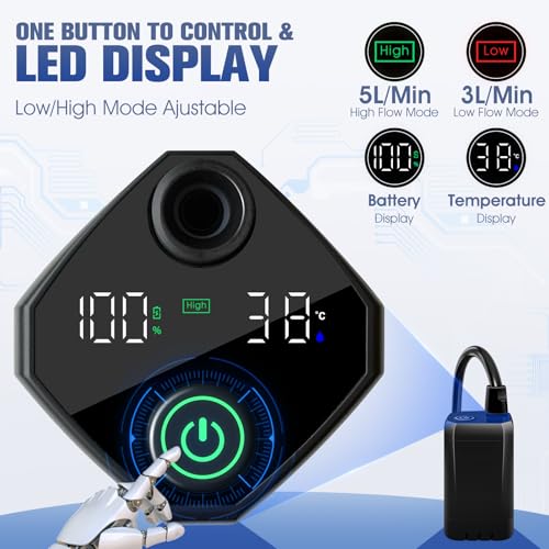 LanBlu Portable Shower with 2000W Heater, 6000mAh Battery - Black