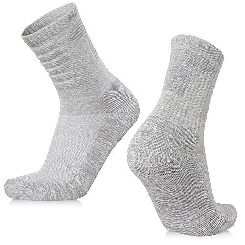 MIRMARU 3 Pairs Seamless Athletic Crew Socks Moisture-Wicking Hiking & Running Socks