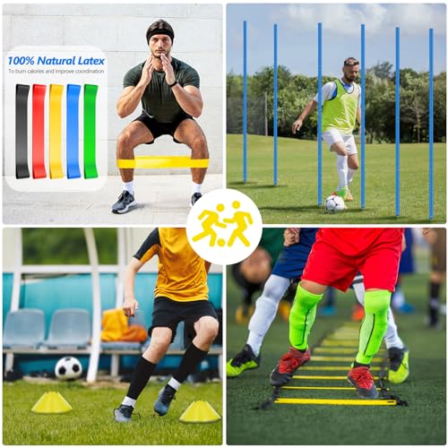 Soccer Agility Training Poles Kit - 6 Flexible Multicolour Poles