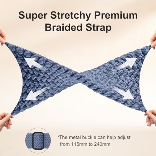 Braided Stretchy Band for Fitbit Sense/Versa - 8-Blue Gray