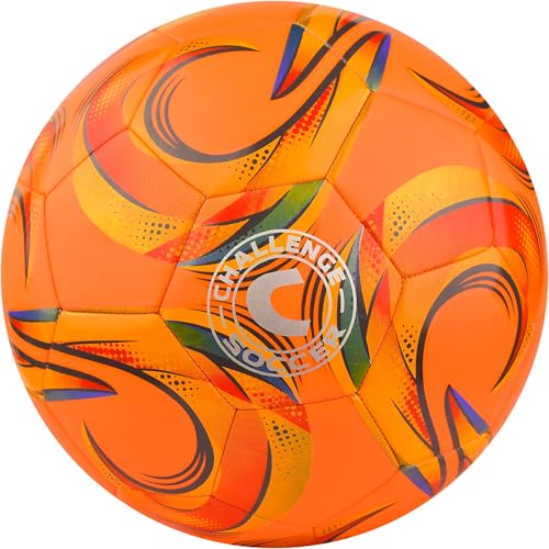 American Challenge Soccer Ball Size 3, 4 & 5 - Orange/Yellow, Durable Outdoor Training Ball