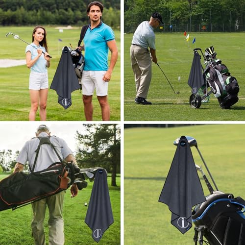 Magnetic Golf Towel - 18" x 18" Waffle Weave, Quick Dry, Gray