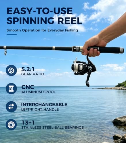 VehiChef 6.9ft Telescopic Fishing Rod & Reels Combo with 2 Silver Reels for Beginners
