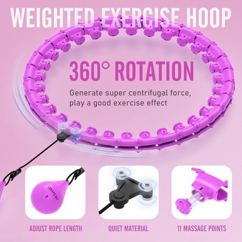 Weighted Hula Hoop for Weight Loss - 30 Detachable Links, Purple