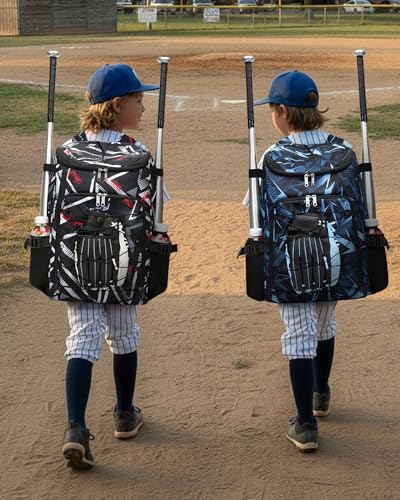 FOKDUVB Kids Baseball Softball Bag Black, Spacious Sports Equipment Organizer
