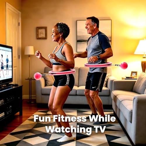 Pink Weighted Hula Hoop for Adult Fitness & Weight Loss - Adjustable & Portable