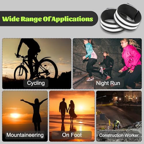 6 Pcs High Visibility Reflective Bands for Safety - Green & Black