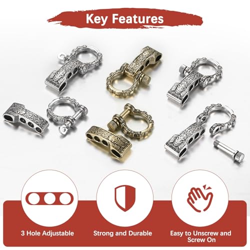 Gold Adjustable Paracord Shackle Buckles - 5PCS for Survival