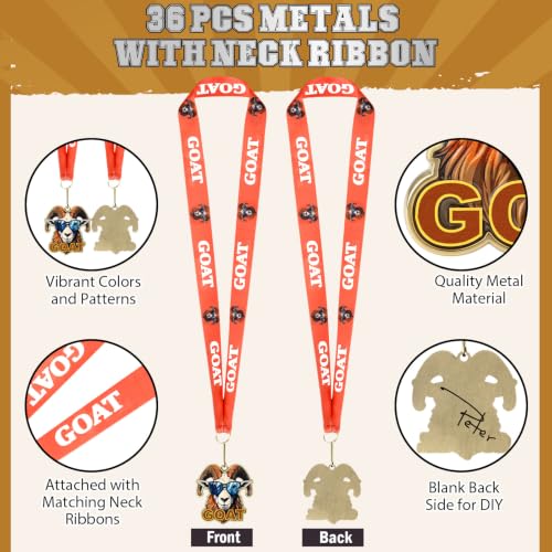 Goat Medals Bulk - 12 Pcs 2.56" Sport Winner Trophies with Neck Ribbons