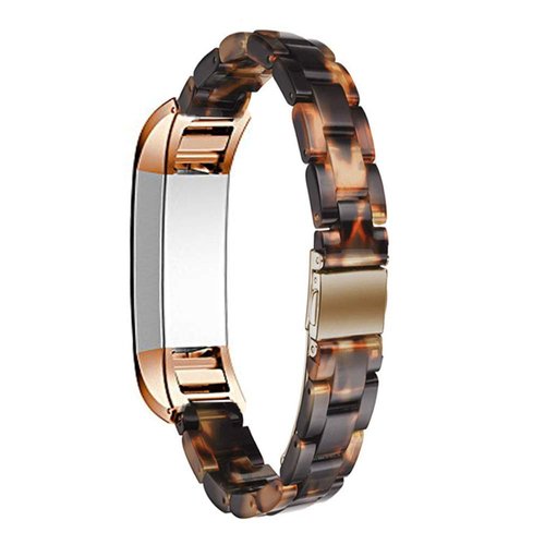 Ayeger Resin Band Compatible with Fitbit Alta/Alta HR/Ace,Women Men Resin Accessory Rose Gold Buckle Band Wristband Strap Blacelet for Fitbit Alta/Alta HR/Ace Smart Watch Fitness(Tortoise)