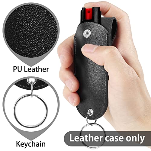 Pepper Spray Pouch - Mini PU Leather Holster with Keychain