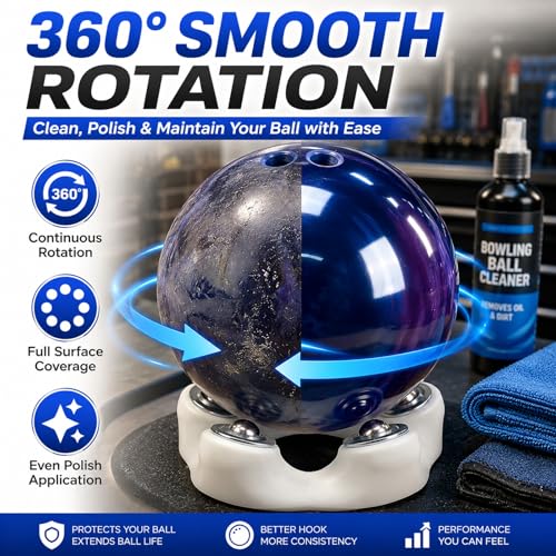 Bowling Ball Spinner & Rotating Cup Holder - Heavy-Duty Stand for Cleaning & Polishing