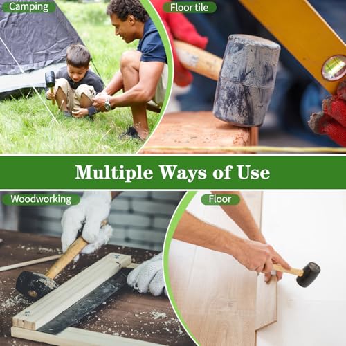 2pcs Mallet Set, 16oz & 25mm Double-Faced Soft Rubber Mallet, for Flooring, Woodworking, Furniture Repair