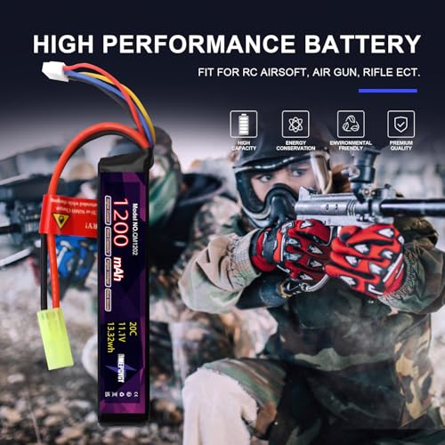 11.1V 1200mAh 3S LiPo Airsoft Battery Pack with Mini TMY Plug