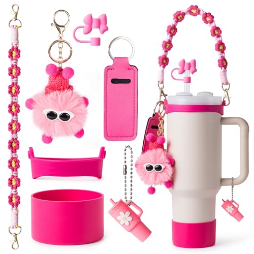 Stanley Cup Accessories Set - Water Bottle Handle Strap, Silicone Boot, Hot Pink