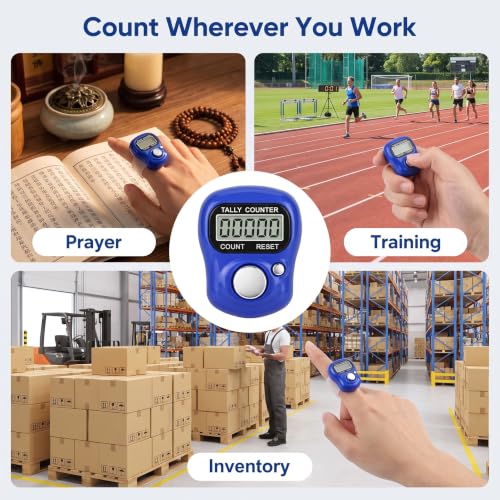 LED Digital Finger Counter - Handheld Tally Clicker with Ring - Blue