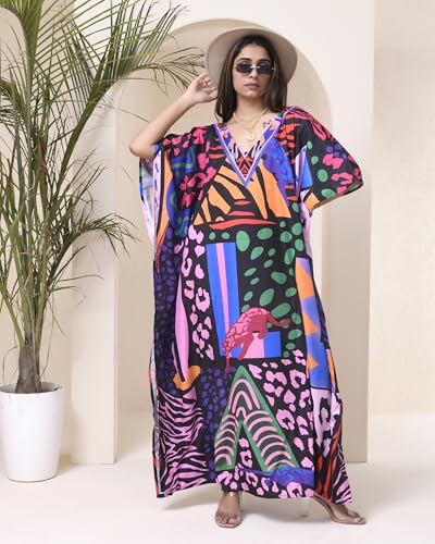 ReynosoHomeDecor Women's Batwing Sleeve Kaftan Dress - Maxi Beach Cover Up