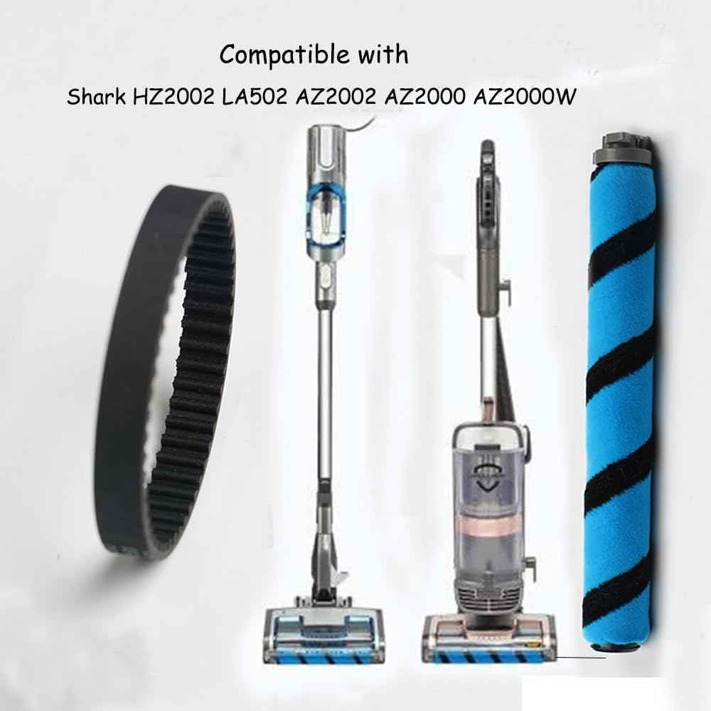 Soft Brushroll Replacement Parts for Shark Vertex DuoClean Vacuum AZ2002 Vacuum Replacement Belt for Shark AZ2002 AZ2000 AZ2000W AZ2000WWK HZ2002 LA502 (1PCS Brush Roll and 1PCS Vacuum Belt)