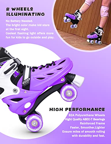 METROLLER Girls Women Adult Teen Roller Skates Purple Large-Youth & Adult (Size 4-7 Men / 5-8 Women)