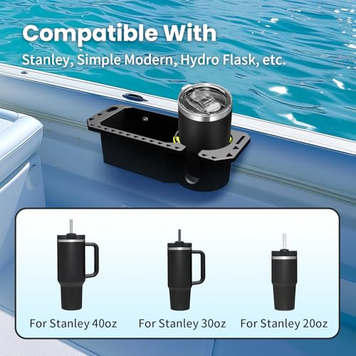 Gocozer Black Boat Cup Holder with Rubber Tab | Universal Marine Storage Organizer - 1 Piece