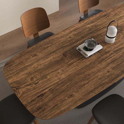 VaryPaper 15.7''x78.7'' Rustic Dark Brown Wood Peel and Stick Wallpaper Wood Grain Contact Paper for Countertops Waterproof Removable Self Adhesive Wooden Vinyl Wrap for Cabinets Desk Table Furniture