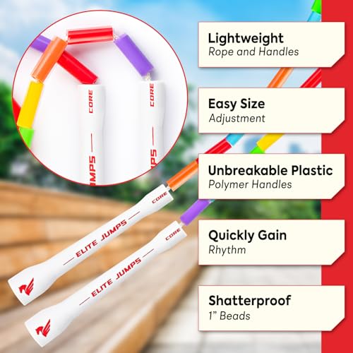 Kids Adjustable Beaded Jump Rope - 7ft Rainbow | Tangle-Free