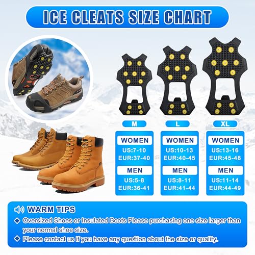 Ice Snow Cleats for Shoes and Boots - Medium (5.5-8.5 Men/7-10 Women)