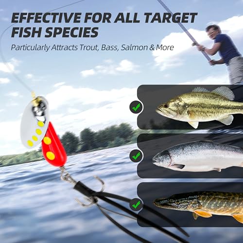 Inline Spinner Fishing Lures 5-Pack - 1/6 oz Metal Spinnerbaits