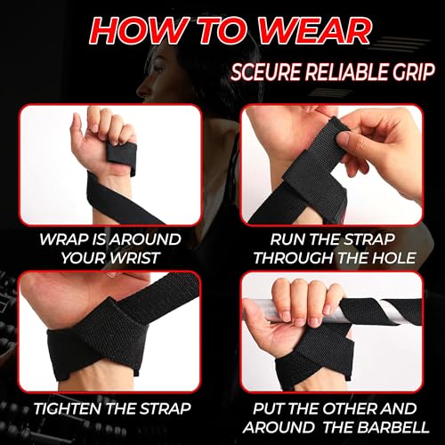 Cotton Weightlifting Straps with Neoprene Padding - Black