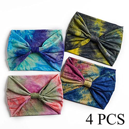 Wide Headbands for Women - 4 Pack Stretch Turban Hairbands Set A