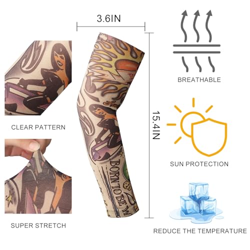 Fake Tattoo Sleeves for Men - 12pc Arm Cover - Color 5