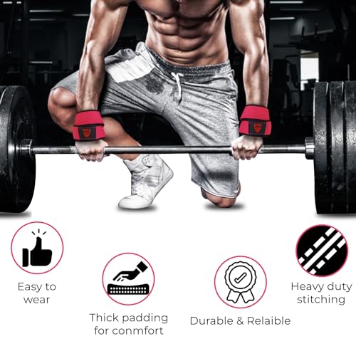 Padded Figure 8 Weight Lifting Straps - Pink Wrist Support