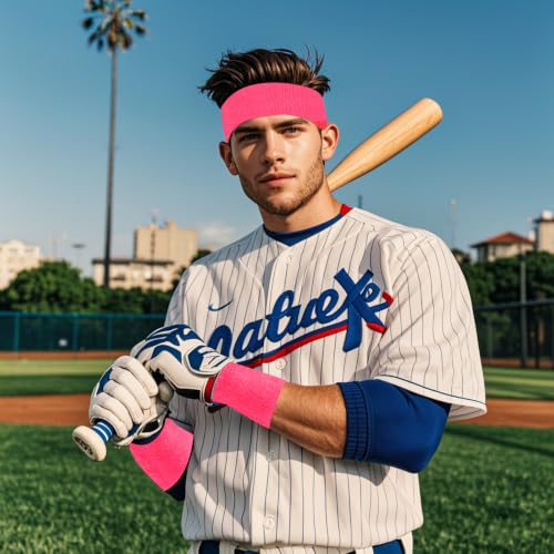 Wicking Sweat Headband & Wristbands Set - Pink