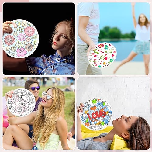 Foldable Handheld Fan Set with Carry Bags - White Color, 8 Pack