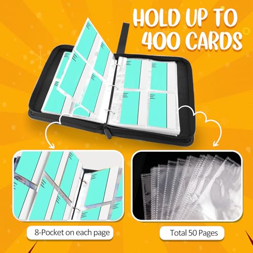 4-Pocket Card Binder - Collectible Trading Card Album - Light Cyan