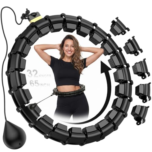 Weighted Hula Hoop Fitness - 65 Inch Detachable - Black