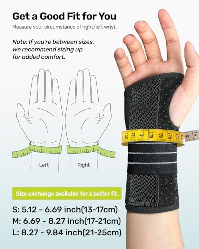 Ergonomic Carpal Tunnel Wrist Brace Night Splint - Gray, Medium